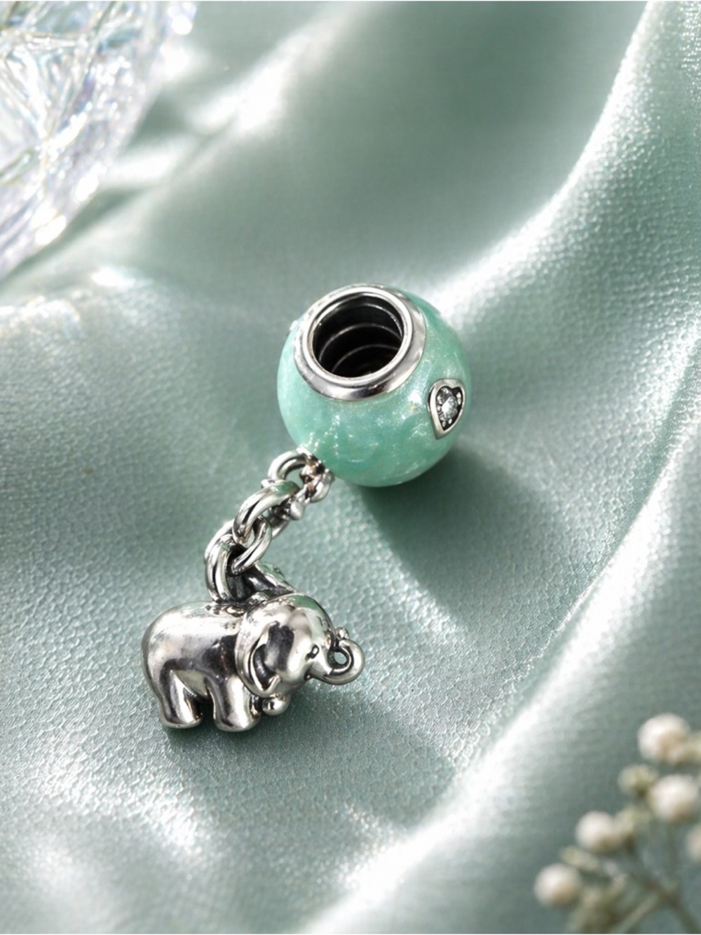 Pandora Retired Elephant & Balloon Dangle Charm Pink & Blue Sterling Silver Set - Picture 7 of 9